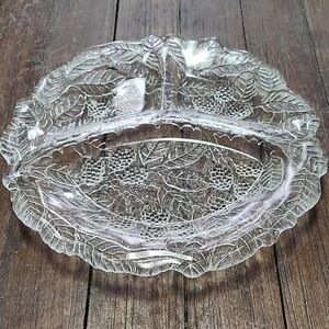 Vintage 1920s 1930s Indiana Glass Loganberry Divided Dish